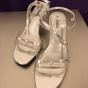 Prom/wedding shoes. Size 9. Silver & clear